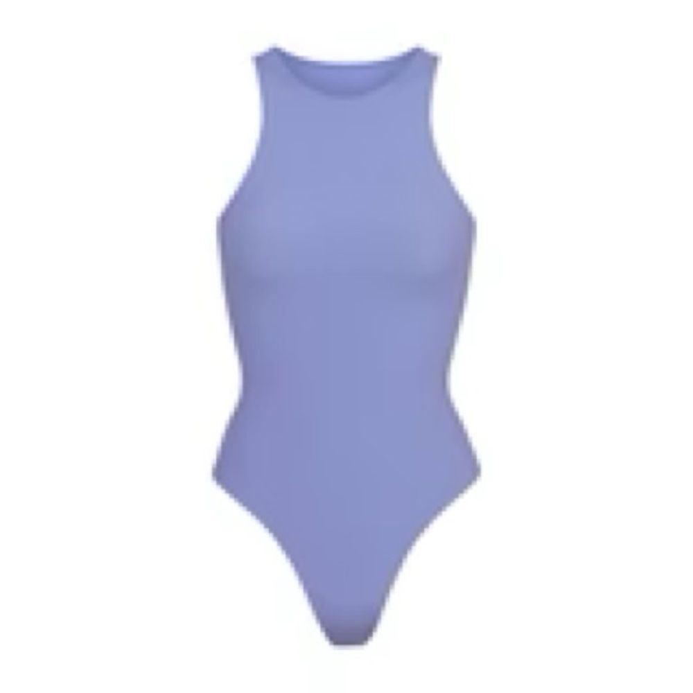 Skims Fits Everybody High Neck Bodysuit in Cielo